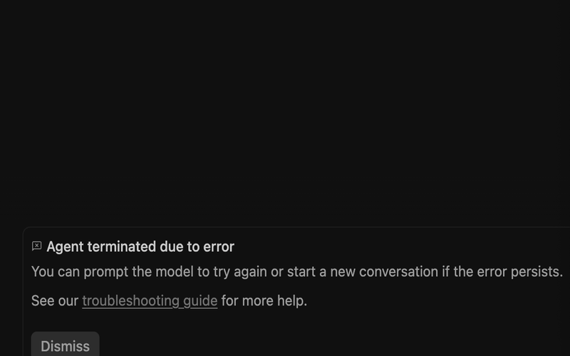 Agent execution terminated due to error